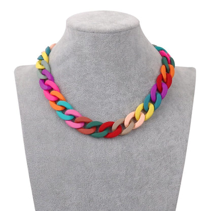 Collier de Chaînes Choker ras du cou Mode colorée en acrylique