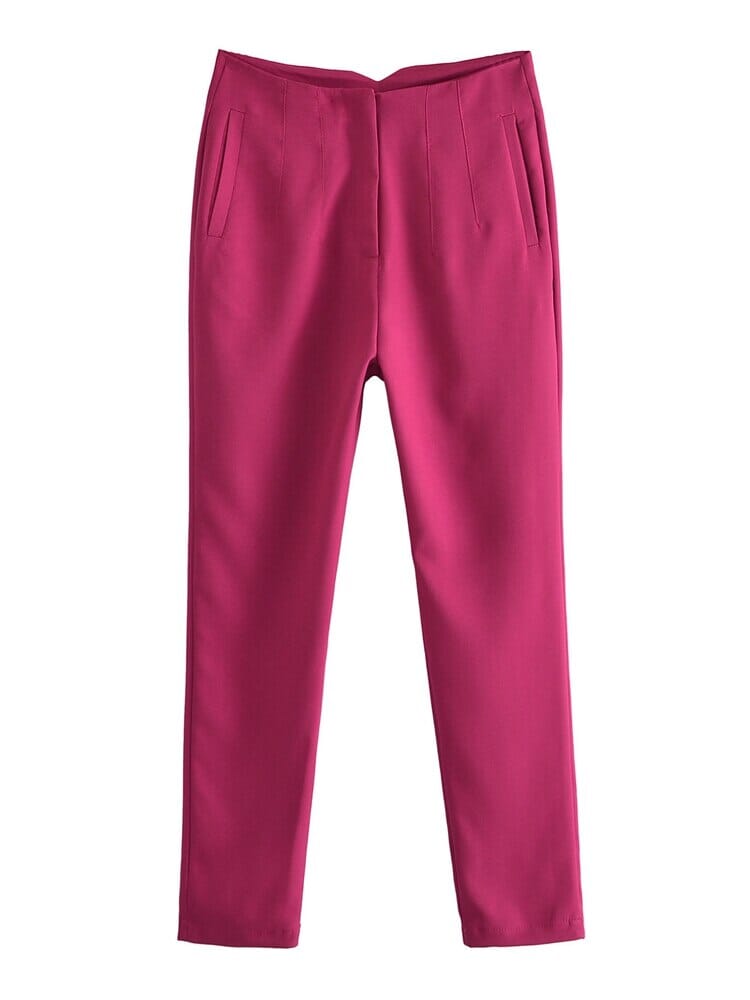 Pantalon Taille Haute à Poches et Boutons pour le Bureau et les sorties Dame