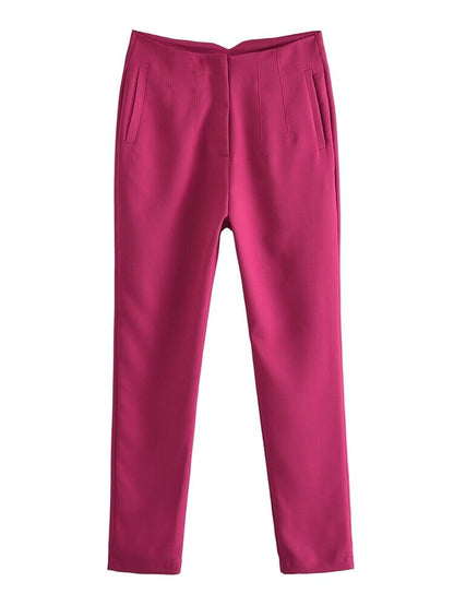 Pantalon Taille Haute à Poches et Boutons pour le Bureau et les sorties Dame