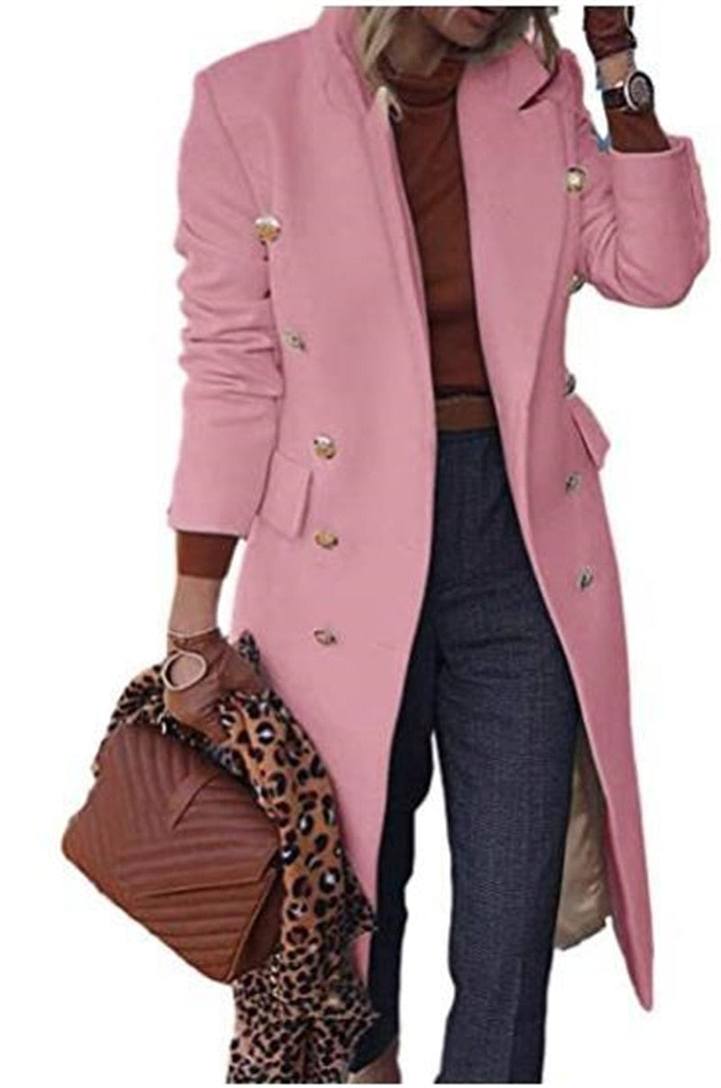 Manteau long en micro-fibres fashion boutons dorés officier