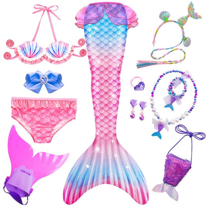 Costume de sirène fantaisie pour enfants queues de sirène pour les filles  maillot de bain pour piscine