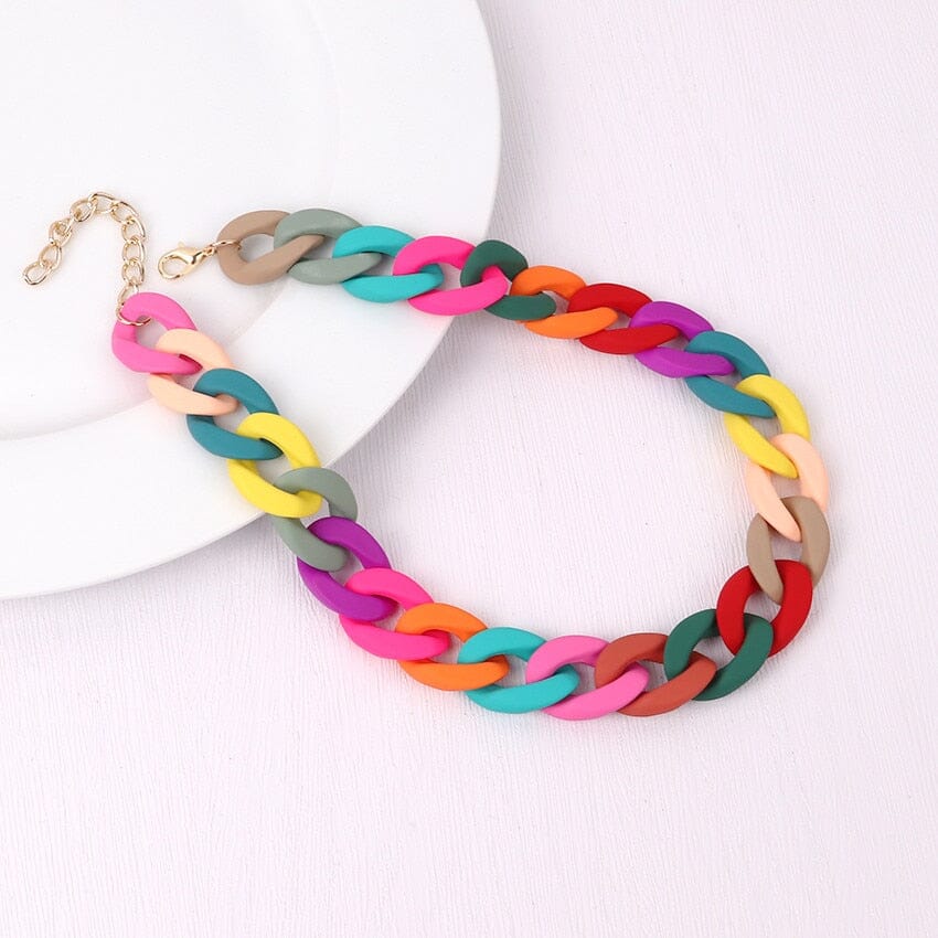 Collier de Chaînes Choker ras du cou Mode colorée en acrylique