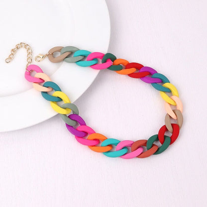 Collier de Chaînes Choker ras du cou Mode colorée en acrylique