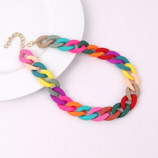 Collier de Chaînes Choker ras du cou Mode colorée en acrylique