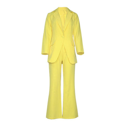 Tailleur d'affaires deux pièces pour femmes couleurs unies Ensemble Blazer pantalon