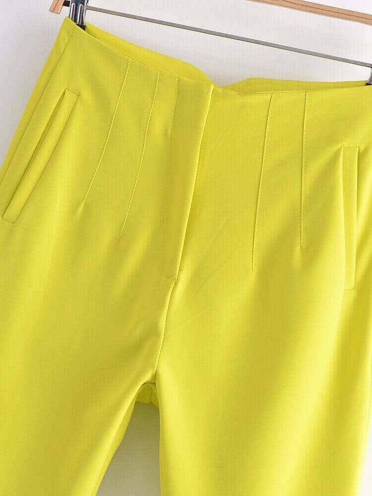 Pantalon Taille Haute à Poches et Boutons pour le Bureau et les sorties Dame