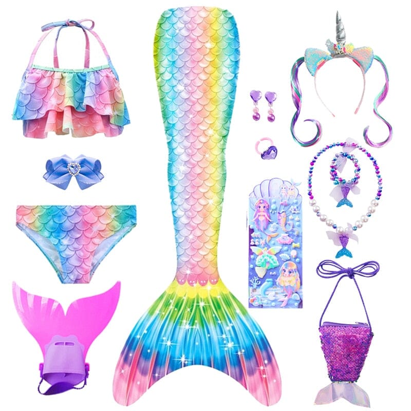 Costume de sirène fantaisie pour enfants queues de sirène pour les filles  maillot de bain pour piscine