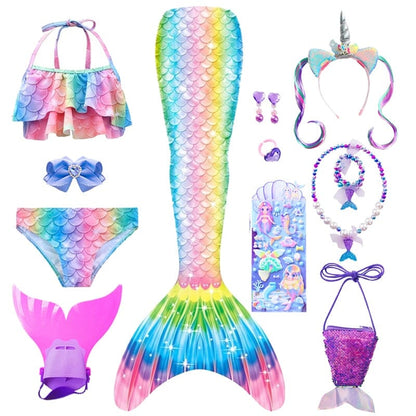 Costume de sirène fantaisie pour enfants queues de sirène pour les filles  maillot de bain pour piscine