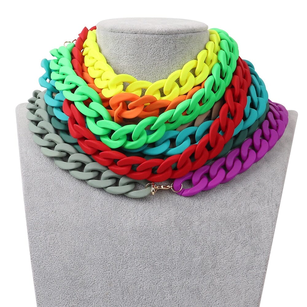Collier de Chaînes Choker ras du cou Mode colorée en acrylique