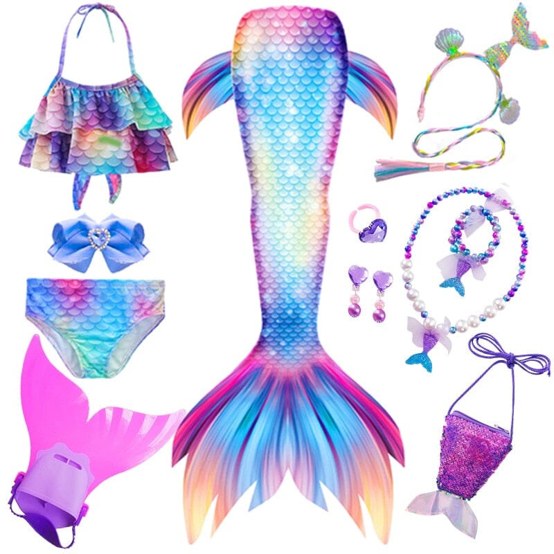 Costume de sirène fantaisie pour enfants queues de sirène pour les filles  maillot de bain pour piscine