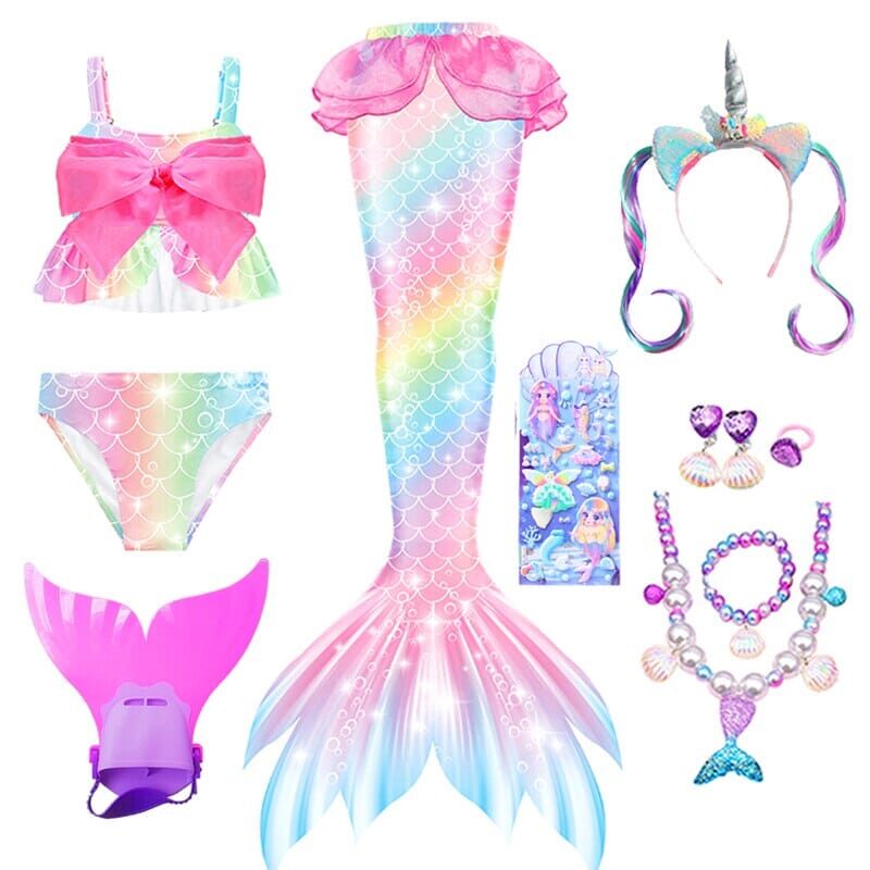 Costume de sirène fantaisie pour enfants queues de sirène pour les filles  maillot de bain pour piscine