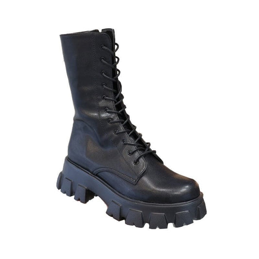 Bottines Femmes à lacets et zip - mi-mollet automne hiver noire ou blanches
