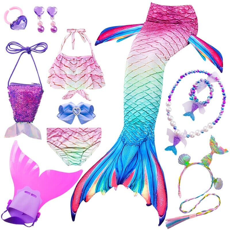 Costume de sirène fantaisie pour enfants queues de sirène pour les filles  maillot de bain pour piscine