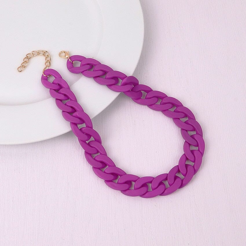 Collier de Chaînes Choker ras du cou Mode colorée en acrylique