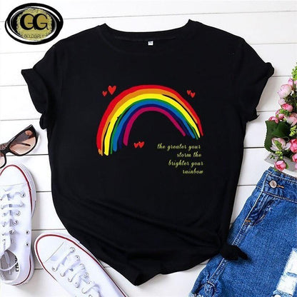 T-shirt Arc en ciel à manches courtes col rond femmes T-shirt femmes t-shirt 100% coton été