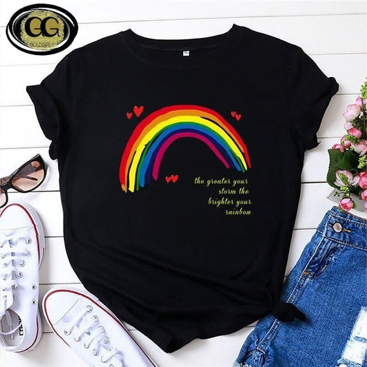 T-shirt Arc en ciel à manches courtes col rond femmes T-shirt femmes t-shirt 100% coton été