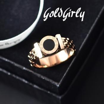 Bague acier & titane couleur or rose tendance et noir /style classique unisexe, taille 5 à 10 dispo