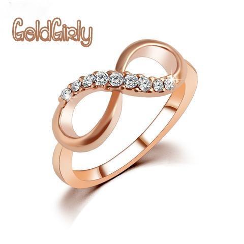 Anneau Infini Nouveau Design Mode Alliage Cristal Or Rosé bijoux pour femmes