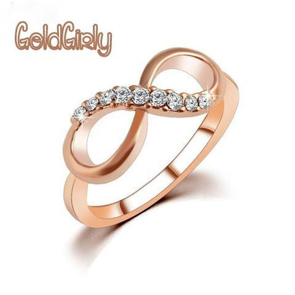 Anneau Infini Nouveau Design Mode Alliage Cristal Or Rosé bijoux pour femmes