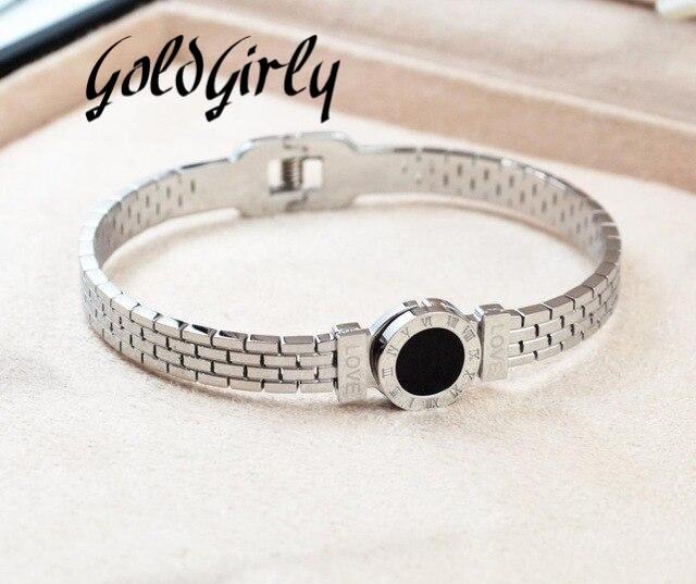Nouveauté bracelet bijoux cadeau de haute qualité en acier et titane-chiffres romains mode or rose