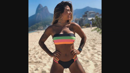 Bikini 2 pc Bandeau maillot de bain femme Push Up