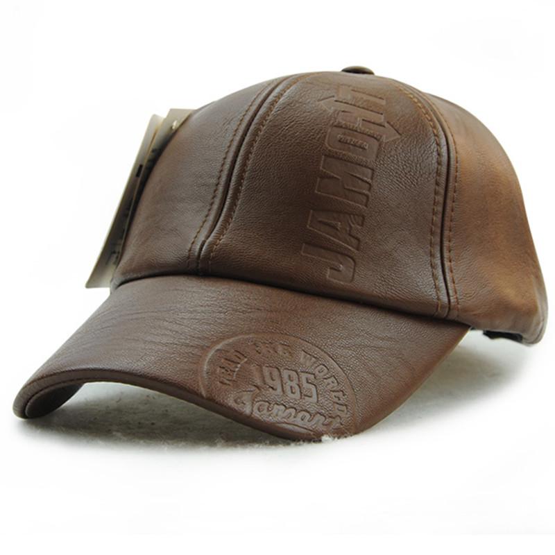 Casquette de haute qualité en cuir noir baseball pour homme ou femme