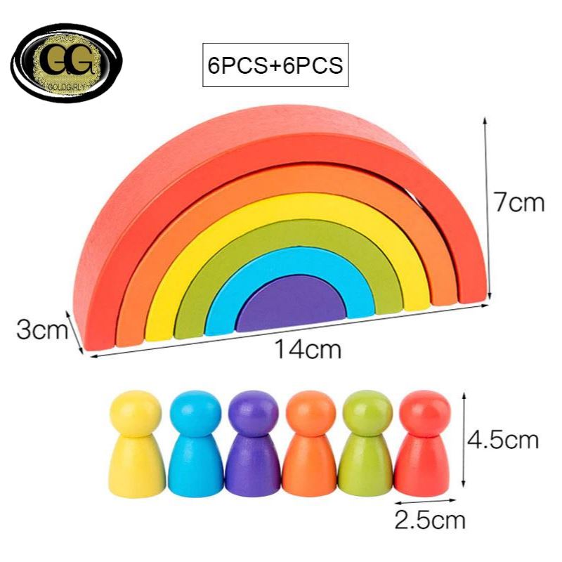Jouets Montessori Bâtiment Arc-en-Ciel Jouets En Bois Montessori Jouets Éducatifs En Bois Empilage Jouets Éducatifs Pour Enfants Enfants Jouets