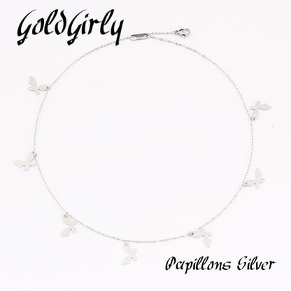 Collier tour du cou en acier inoxydable doré ou silver -rond-étoile-pendentifs Femme chaîne bijoux cadeau