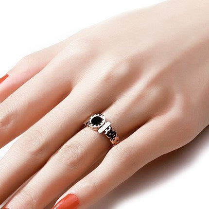 Bague acier & titane couleur or rose tendance et noir /style classique unisexe, taille 5 à 10 dispo