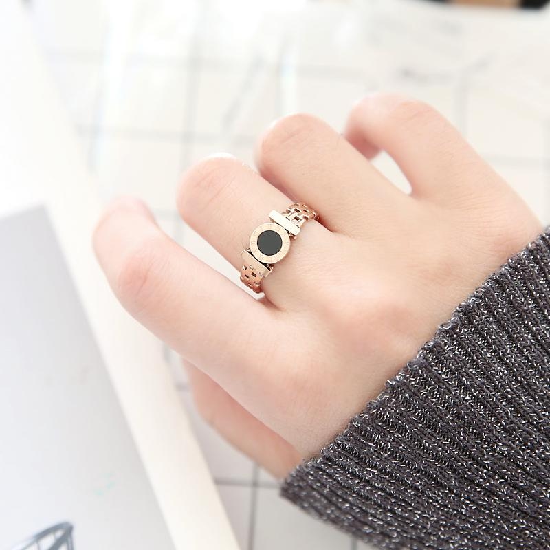 Bague acier & titane couleur or rose tendance et noir /style classique unisexe, taille 5 à 10 dispo