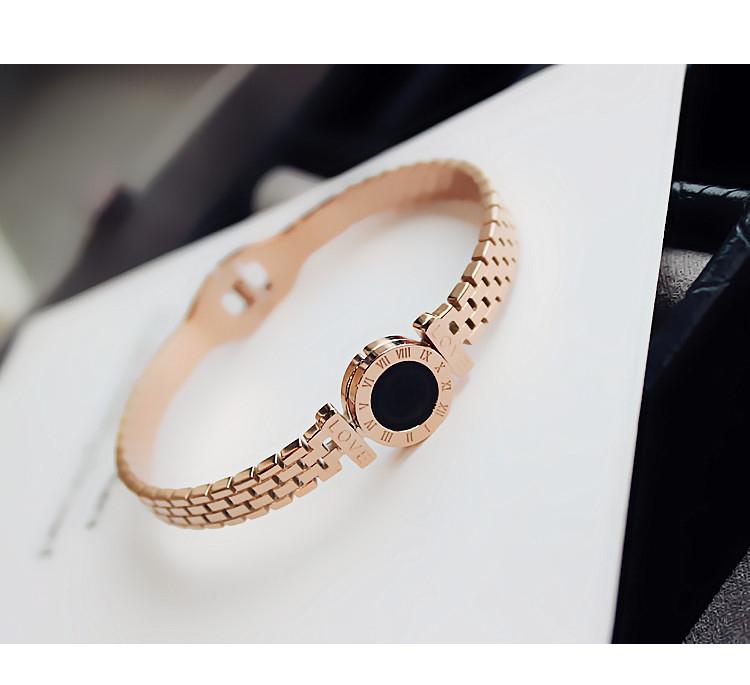 Nouveauté bracelet bijoux cadeau de haute qualité en acier et titane-chiffres romains mode or rose