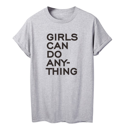 T-shirt Streetwear décontracté en coton "Girls Can Do Anything"