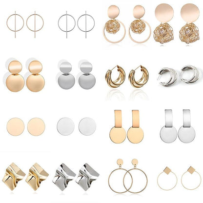 Boucles D'oreilles Éblouissantes de Mode Grandes Géométriques rondes Moderne