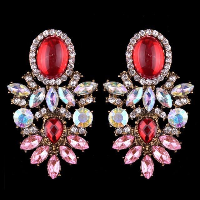 Boucles d'oreilles en perles de couleurs mode luxueuse-gemmes