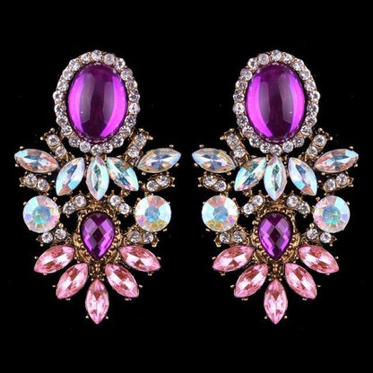 Boucles d'oreilles en perles de couleurs mode luxueuse-gemmes