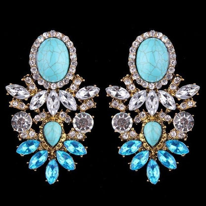 Boucles d'oreilles en perles de couleurs mode luxueuse-gemmes