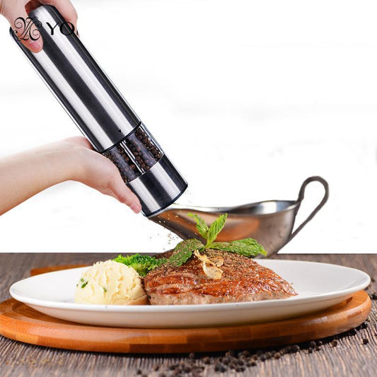 Moulin À Poivre ou Sel en Acier inoxydable-Électrique à piles Outil Cuisine Moulin À Épices pratique
