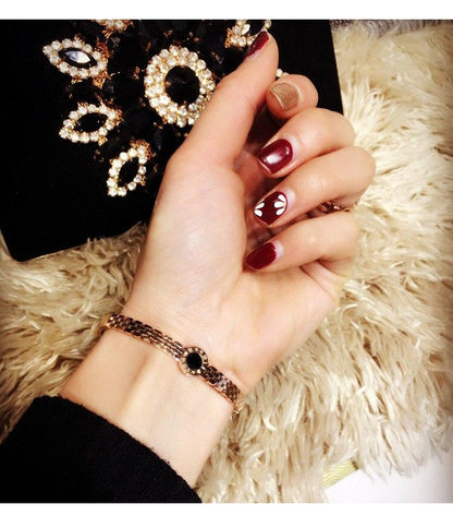 Nouveauté bracelet bijoux cadeau de haute qualité en acier et titane-chiffres romains mode or rose