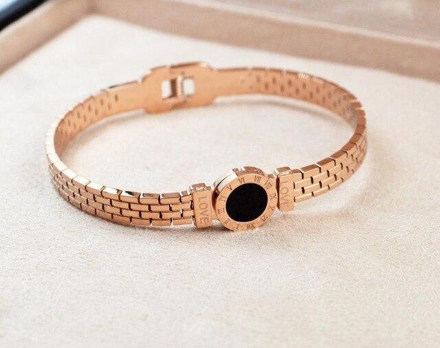 Nouveauté bracelet bijoux cadeau de haute qualité en acier et titane-chiffres romains mode or rose