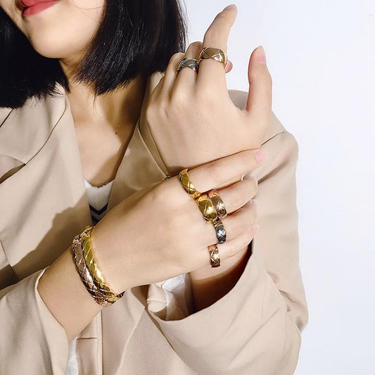 Bracelet classique or jaune -or rose-ou silver en acier inoxydable design croix tressées