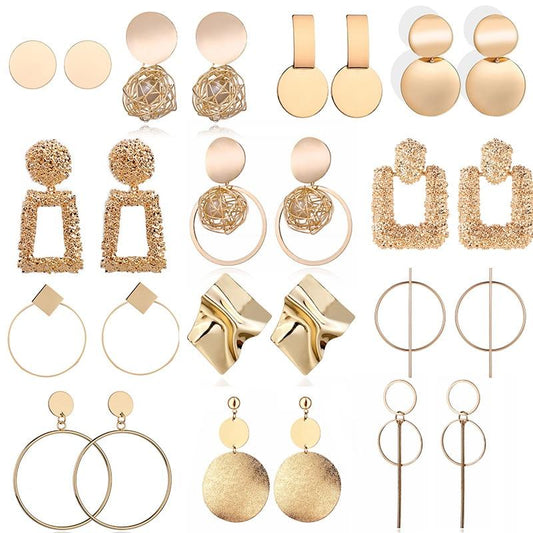 Boucles D'oreilles Éblouissantes de Mode Grandes Géométriques rondes Moderne
