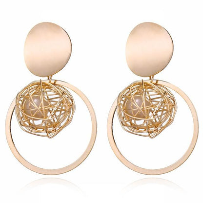 Boucles D'oreilles Éblouissantes de Mode Grandes Géométriques rondes Moderne