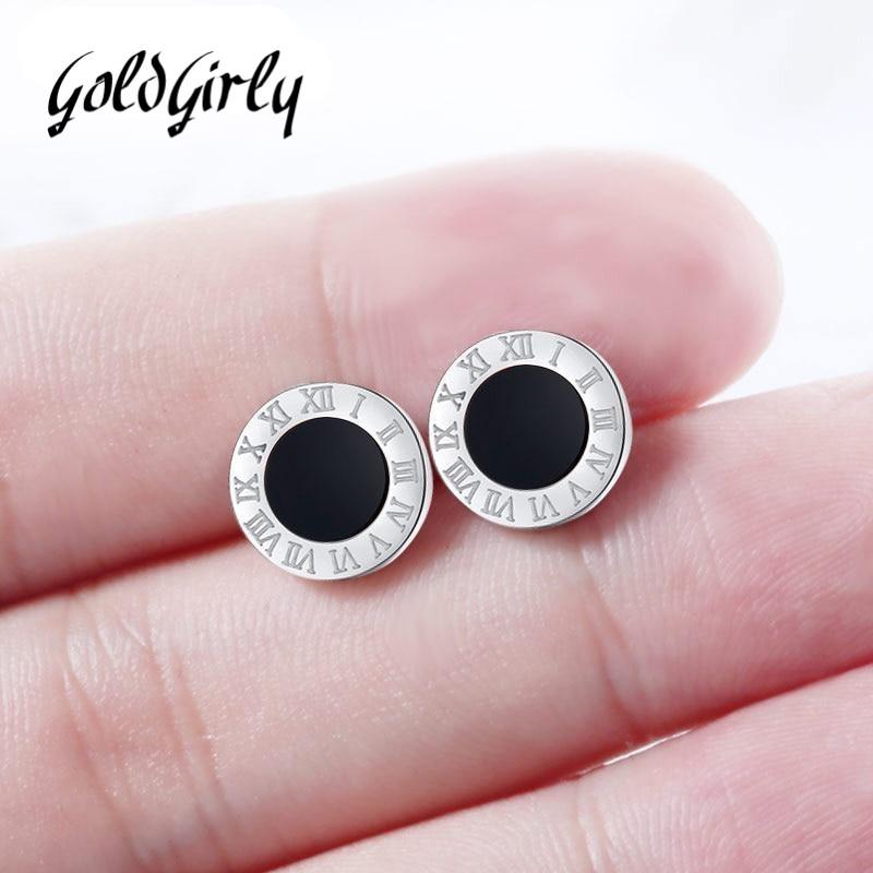 Petits clous d'oreilles Chiffres en acier inoxydable argent-or -noir ou blanc