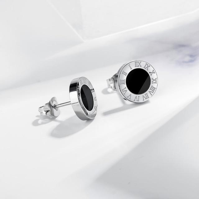 Petits clous d'oreilles Chiffres en acier inoxydable argent-or -noir ou blanc