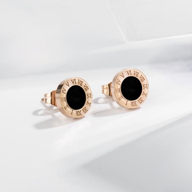 Petits clous d'oreilles Chiffres en acier inoxydable argent-or -noir ou blanc