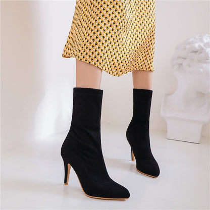 Bottines chaussettes Colors du 32-48 talons pointus de 10 cm haut