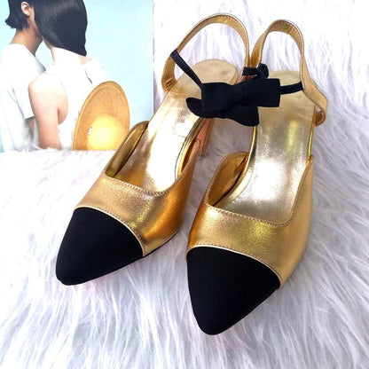 Chaussures de princesse à talons hauts ouvertes bi-couleurs Noir & blanc ou doré- Sexy