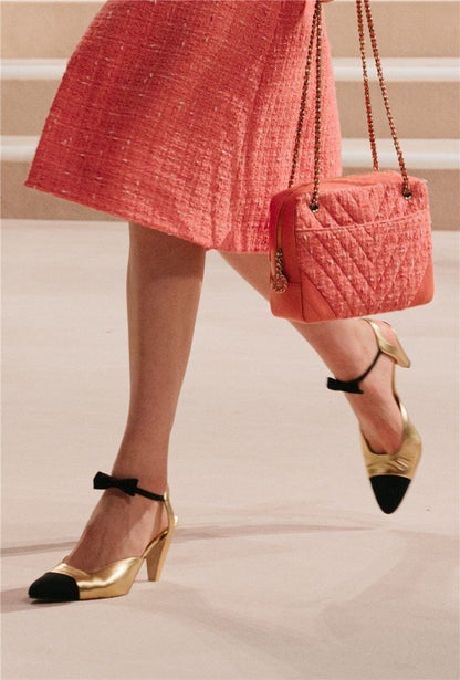 Chaussures de princesse à talons hauts ouvertes bi-couleurs Noir & blanc ou doré- Sexy