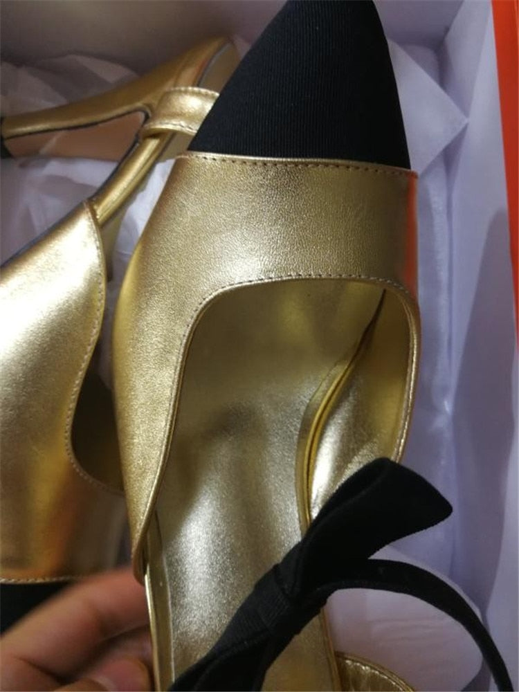 Chaussures à talons hauts ouvertes bi-couleurs Noir & blanc ou or- Sexy nouveau modèle sandales femmes