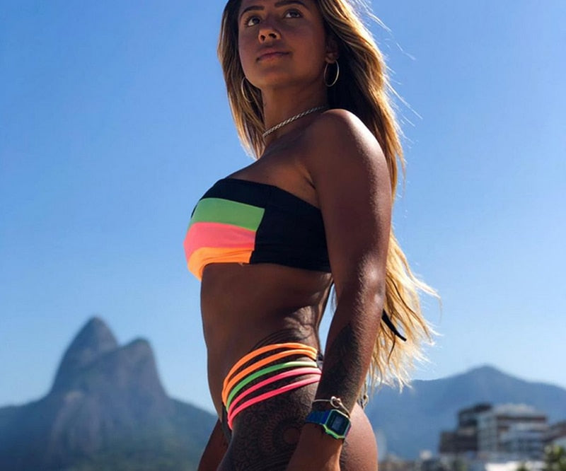 Bikini 2 pc Bandeau maillot de bain femme Push Up